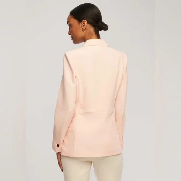 Anne Klein Blush Faux Double-Breasted Jacket With Patch Pockets Size Medium - Picture 2 of 7